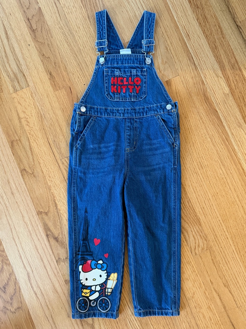 Hello Kitty Girls' Blue Denim Overalls size 4t